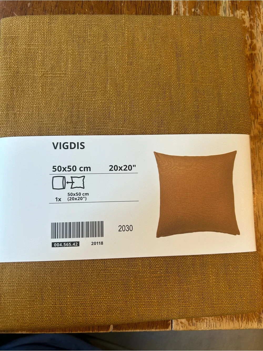 IKEA VIGDIS Mustard Accent Pillow Covers - Pack of 2. Zips off for easy washing.